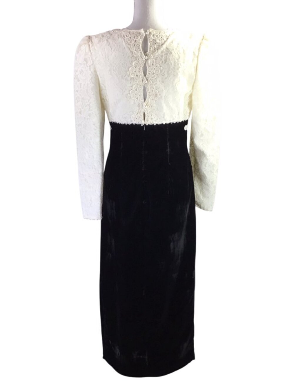 Scott McClintock Jessica Vintage Black Velvet Dress Maxi Lace Empire Size 10 - Picture 7 of 13
